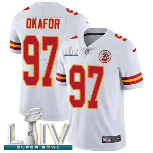 Kansas City Chiefs Nike #97 Alex Okafor White Super Bowl LIV 2020 Men Stitched NFL Vapor Untouchable Limited Jersey